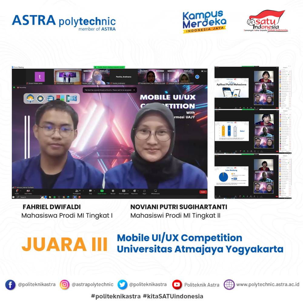 Mahasiswa ASTRAtech raih juara 3 Mobile UI/UX Competition
